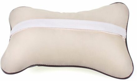 Aankomst Auto Hals Kussens Zowel Side Pu Lederen Enkele Hoofdsteun Fit Voor De Meeste Auto 'S Gevuld Fiber Universele Auto Kussen auto Gadget 1stk Beige