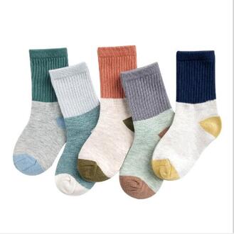 aankomst herfst en winter trekken kleur blauw en grijs sokken voor jongens en meisjes katoenen sokken 5pairs pack 1-12 jaar sok 1-3 year