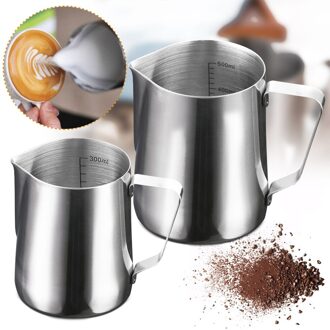 Aankomst Melk Craft Koffie Latte Opschuimen Art Jug Pitcher Roestvrijstalen Mok Cup Met Schaal Melk Frothers 350ml