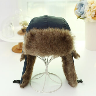 Aankomst Verdikking Russische Hoed Voor Vrouwen Mannen Unisex Trapper Hoed Oorklep Cap Faux Fur Bomber Hat donker blauw