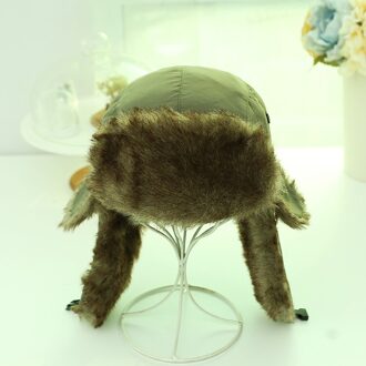 Aankomst Verdikking Russische Hoed Voor Vrouwen Mannen Unisex Trapper Hoed Oorklep Cap Faux Fur Bomber Hat leger groen