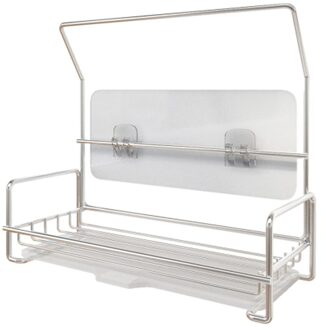 Aanrecht Caddy Organizer Met Afvoer Pan Lijm En Aanrecht Tweeërlei Gebruik Spons Borstel Zeepbakje Houder