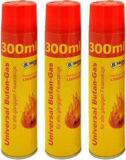 Aansteker gas - 3x - 300 ml - butaan gasfles -?navulling -?voor kooktoestellen/aanstekers