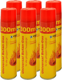 Aansteker gas - 6x - 300 ml - butaan gasfles -?navulling -?voor kooktoestellen/aanstekers