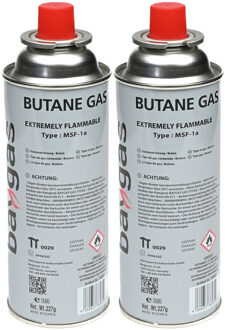 Aansteker gas/butaan gasfles - 2x - 250 ml - voor kooktoestellen/aanstekers