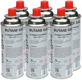Aansteker gas/butaan gasfles - 6x - 250 ml - voor kooktoestellen/aanstekers