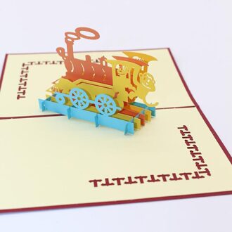 Aap 3D Pop Up Kaarten Verjaardag Met Envelop Sticker Geluk Trein Cut Uitnodiging Dier Wenskaart Postkaarten Box