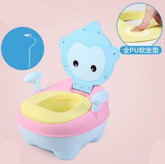 Aap baby wc, goedkope baby closestool, draagbare kinderpotje blauw met PU cushion