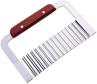 Aardappel Golvend Crinkle Hakmes Groente Franse Fry Cutter Houten Handvat Steel Blade Slicer Keuken Snijgereedschap Gadgets