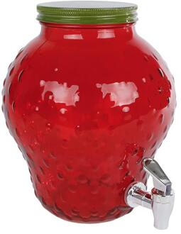 Aardbei Drankdispenser glas 19x19x24,5cm rood
