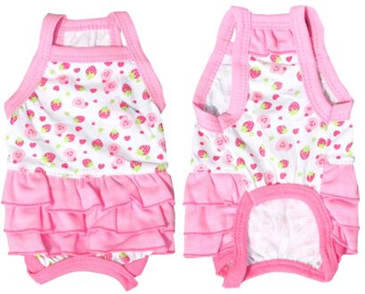 Aardbei Gedrukt Huisdier Rok Zomer Huisdier Kleding Hond Katoenen Jurk Mode Beugel Rok Dierbenodigdheden (Roze, maat Xs)