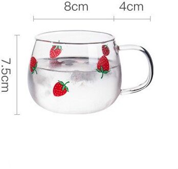 Aardbei Glas Water Pot Glas Water Fles Explosieveilige Water Cup Mok Tea Cup Voor home Office 350mlStrawberry cup