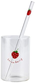 Aardbei Leuke Glas Cup Met Stro Creatieve Transparante Water Cup Student Melk Hittebestendig Glas Y1