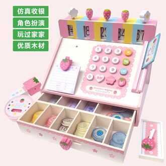 Aardbei Simulatie Supermarkt Credit Card Machine Kassier Kind Speelhuis Houten Speelgoed 3-7