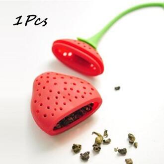 Aardbei Vorm Thee-ei Silicone Rubber Losbladige Theezeefje Filter Diffuser Thee Accessoires Herbal Spice Zetgroep Filter