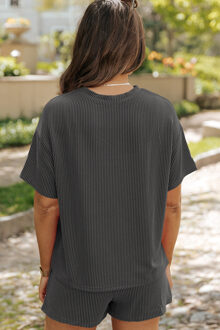 Aardbeien Gebreide Shorts Set Grijs