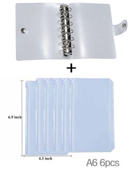 Aasjbofa A6 A7 Size Clear Pvc Bindmiddel Zakken 6-Ring Losbladige Planner Notebook Vullingen Opbergtas Met clear Soft Bindmiddel Cover A6 Size-6stk