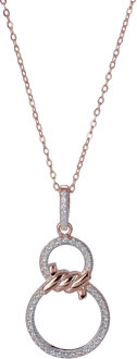 'Aavia' Dames 925 Sterling Zilver Set: Hanger + Oorbellen + Ring - Roze SET-7422 Rosé - L
