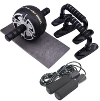 Ab Roller Power Wielen Machine Push Up Stand Bar Springtouw Home Gym En Oefening Workout Apparatuur Buikspier Trainer zwart