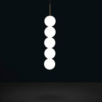 Abacus hanglamp, messing, 5 bollen wit, messing