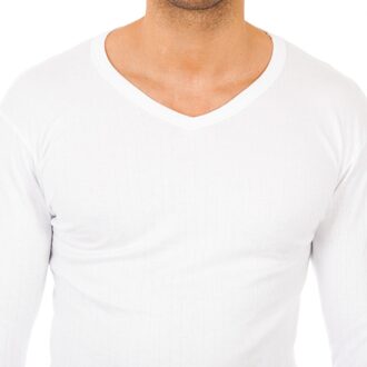 Abanderado Heren thermoshirt met V-hals en lange mouwen 0209 Wit