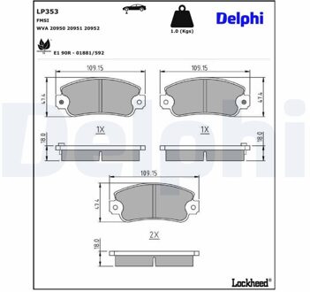 Abarth Remblokkenset, schijfrem LP353