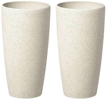 ABDERA - Bloempot set van 2 - Beige - Klein - Stenenmix