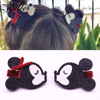 ABDO Toddler Girls Hairpin Cute Cartoon Minnie Ear Bowknot Baby Hair Accessories Children Kids Hair Clip Girls Barrett Headwear