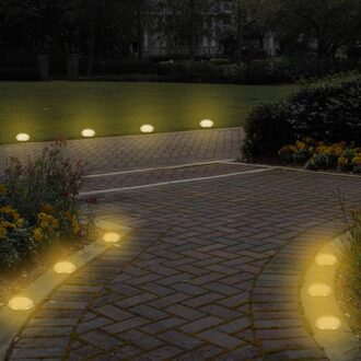 ABEDOE 4 stks Waterdichte LED Ondergrondse Licht 8 LED Zonne-energie Begraven Licht Oplaadbare Voor Tuin Yard warm wit
