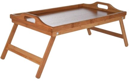 Abla Natuurlijke Bamboe Ontbijt Dienblad Met Handvat Serveren Ontbijt In Bed Of Gebruik Als Een Tv Tafel Opvouwbaar Bed tafel Laptop D