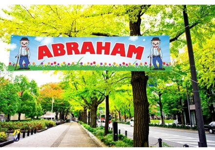 Abraham 50 jaar spandoek 200 cm - Feestdecoratievoorwerp