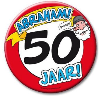 Abraham 50e verjaardag button XXL - Fopartikelen Multikleur