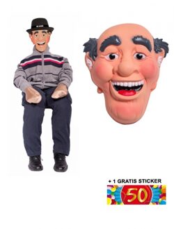 Abraham pop met masker en 50 jaar sticker - Feestdecoratievoorwerp