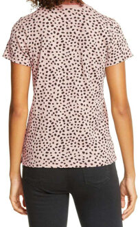 Abrikozen Cheetaafdruk O-hals Korte Mouwen T-shirt Koraal