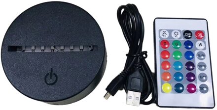 Abs Acryl 3D Led Nachtlampje Lamp Base Stand Zwart Met Power Adapter Usb Kabel + Afstandsbediening Voor Decoraties
