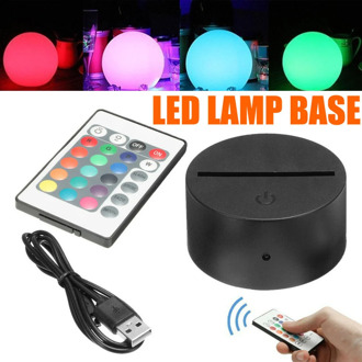 ABS Acrylic 3D LED Night Light Lamp Base Stand Black With Power Adapter USB Cable+Remote Control For Christmas birthday Gift New