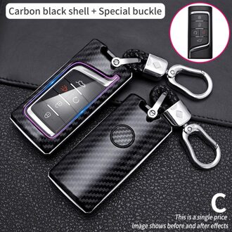 Abs Carbon Fibecar Afstandsbediening Sleutel Volledige Cover Case Voor Gac Trumpchi GS7 GS8 GM8 GS5 GA6 GM6 auto Smart Key Shell Holder Fob koolstof zwart