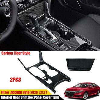Abs Carbon Fiber Gear Interieur Gear Shift Doos Water Bekerhouder Panel Cover Trim Fit Voor Honda Accord 10Th Gen +