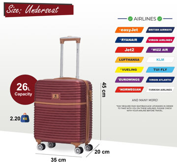 ABS Hardshell Onderstoel Cabinekoffer 45 x 35 x 20 cm Bagage Geschikt voor Easyjet Bourgogne