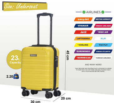 ABS Hardshell Onderstoel Koffer 45 x 30 x 20 cm Bagage Geschikt voor Wizz Air Geel