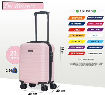 ABS Hardshell Onderstoel Koffer 45 x 30 x 20 cm Bagage Geschikt voor Wizz Air Roze