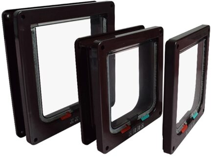 ABS Plastic 4 Manier Veilig Kat Gate Deuren Afsluitbare Beveiliging Flap Deur S/M/L Dier Kleine Huisdier kat Hond Poort Deur Dierbenodigdheden bruin / S