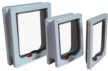 ABS Plastic 4 Manier Veilig Kat Gate Deuren Afsluitbare Beveiliging Flap Deur S/M/L Dier Kleine Huisdier kat Hond Poort Deur Dierbenodigdheden wit / L