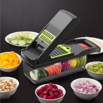 Abs + 420 Rvs Praktische Creatieve Multifunctionele Rasp Slicer Groentensnijder Keuken Tool Set Dunschiller Blade grijs groen