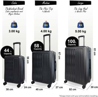 ABS reiskoffers met harde schaal voor reisbagage Zwart