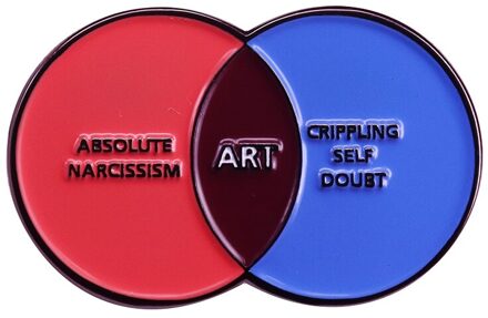 Absolute narcisme verlammende zelf twijfel art emaille pin badge