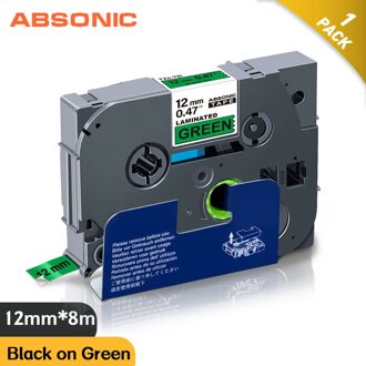 Absonic 12Mm Tze Tz Tape Label Tape Zwart Op Blauw TZe-531 Compatibel Voor Brother P-Touch PT200 1000 d210 H110 E110 Label Maker 12mm zwart on groen