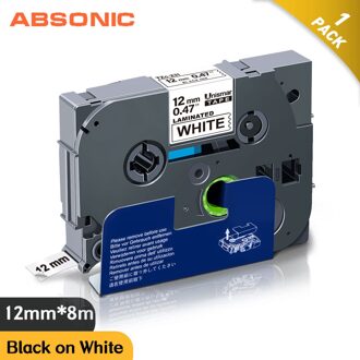 Absonic 12Mm Tze Tz Tape Label Tape Zwart Op Blauw TZe-531 Compatibel Voor Brother P-Touch PT200 1000 d210 H110 E110 Label Maker 12mm zwart on wit