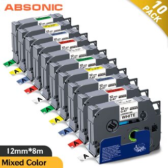 Absonic 12PK Gemengde Kleur TZ231 12Mm Tape Voor Brother Tz231 Ptouch 231 Label Maker Gelamineerd Printer Lint Voor brother 231 10roze mengen Label