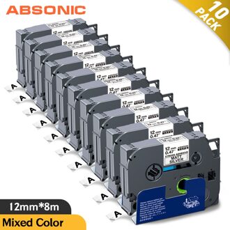 Absonic 12PK Gemengde Kleur TZ231 12Mm Tape Voor Brother Tz231 Ptouch 231 Label Maker Gelamineerd Printer Lint Voor brother 231 10roze zwart on wit